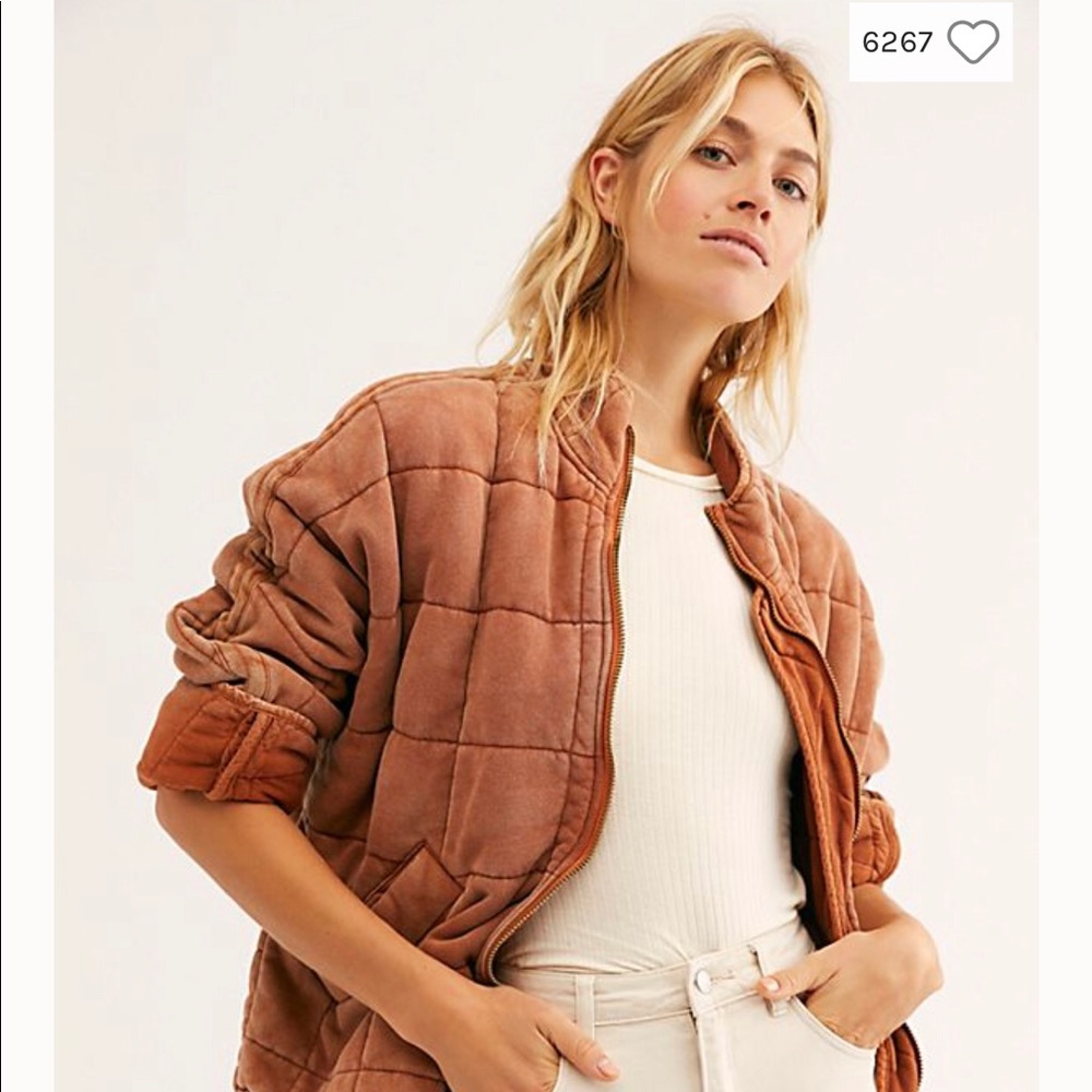 Free People Dolman Quilted Knit Jacket Old Pink L